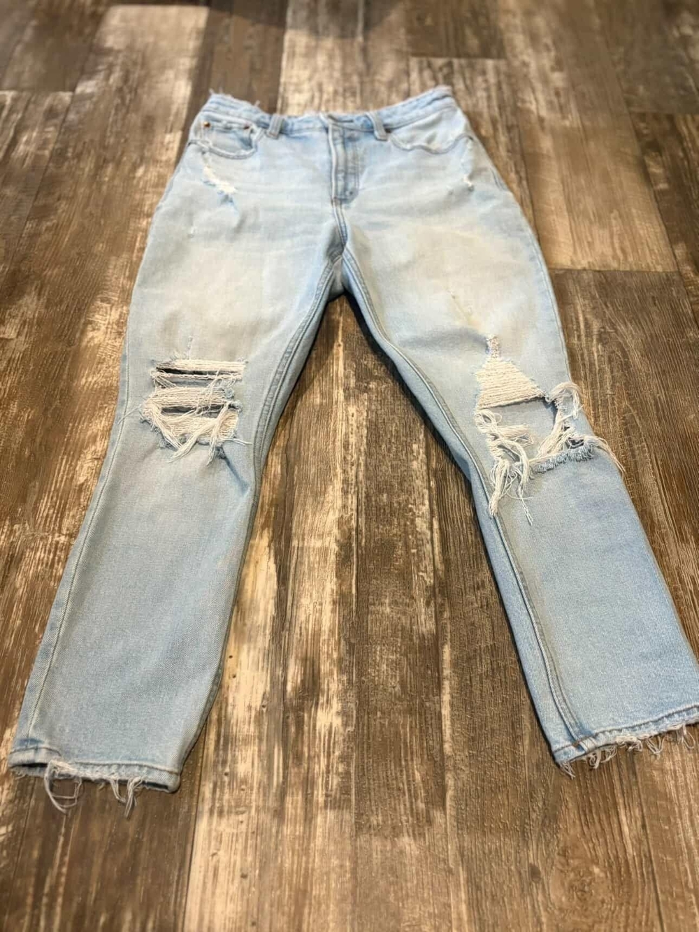 Abercrombie & Fitch Light Blue Distressed Boyfriend Jeans